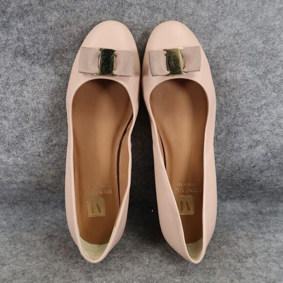 Bruno Magli Shoes Womens 39.5 Ballet Flats Leather Mina Bow Classic Career Beige - Picture 8 of 15